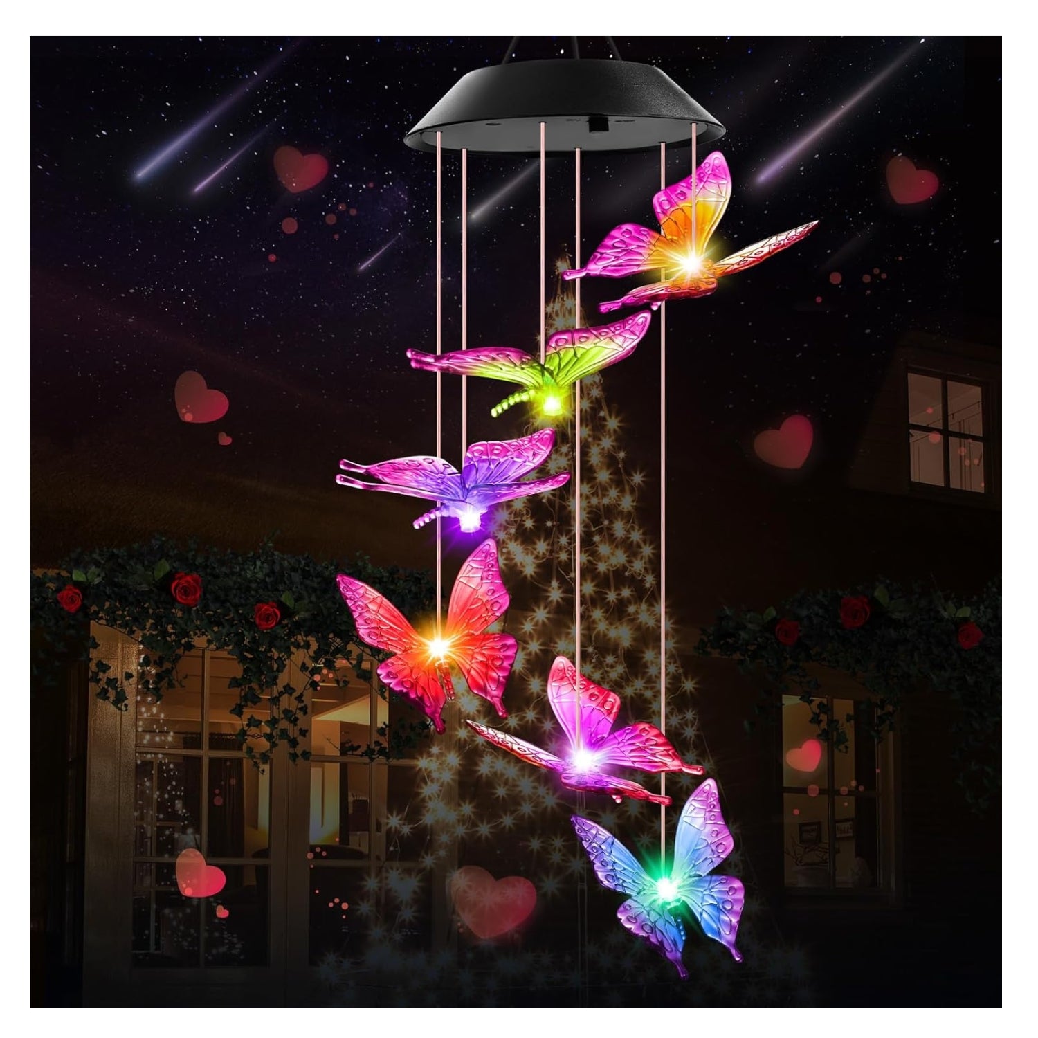 Geschenke für Frauen Schmetterling Solar Windspiel Garten Terrasse Leuchtend