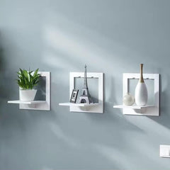 Wandregal Weiß Quadratisch 3er PVC Schweberegal Leicht Montage Dekorativ