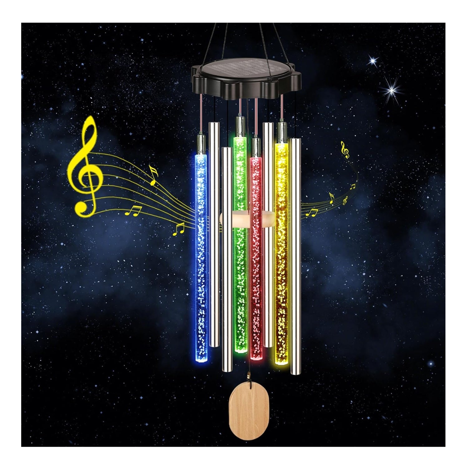 4 LED Solar Windspiel Aluminium Garten Bunt Wasserdicht