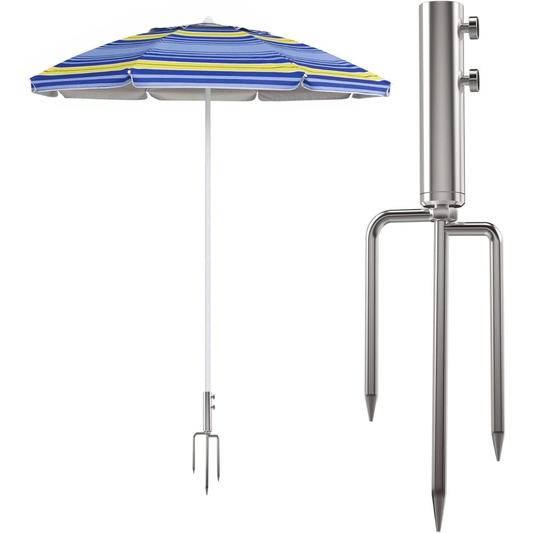 Abnehmbarer Sonnenschirmhalter Edelstahl Silber Rasendorn Garten Strand