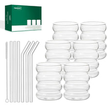 Geripte Cocktailgläser Longdrinkgläser 350ml 6x Strohhalmen