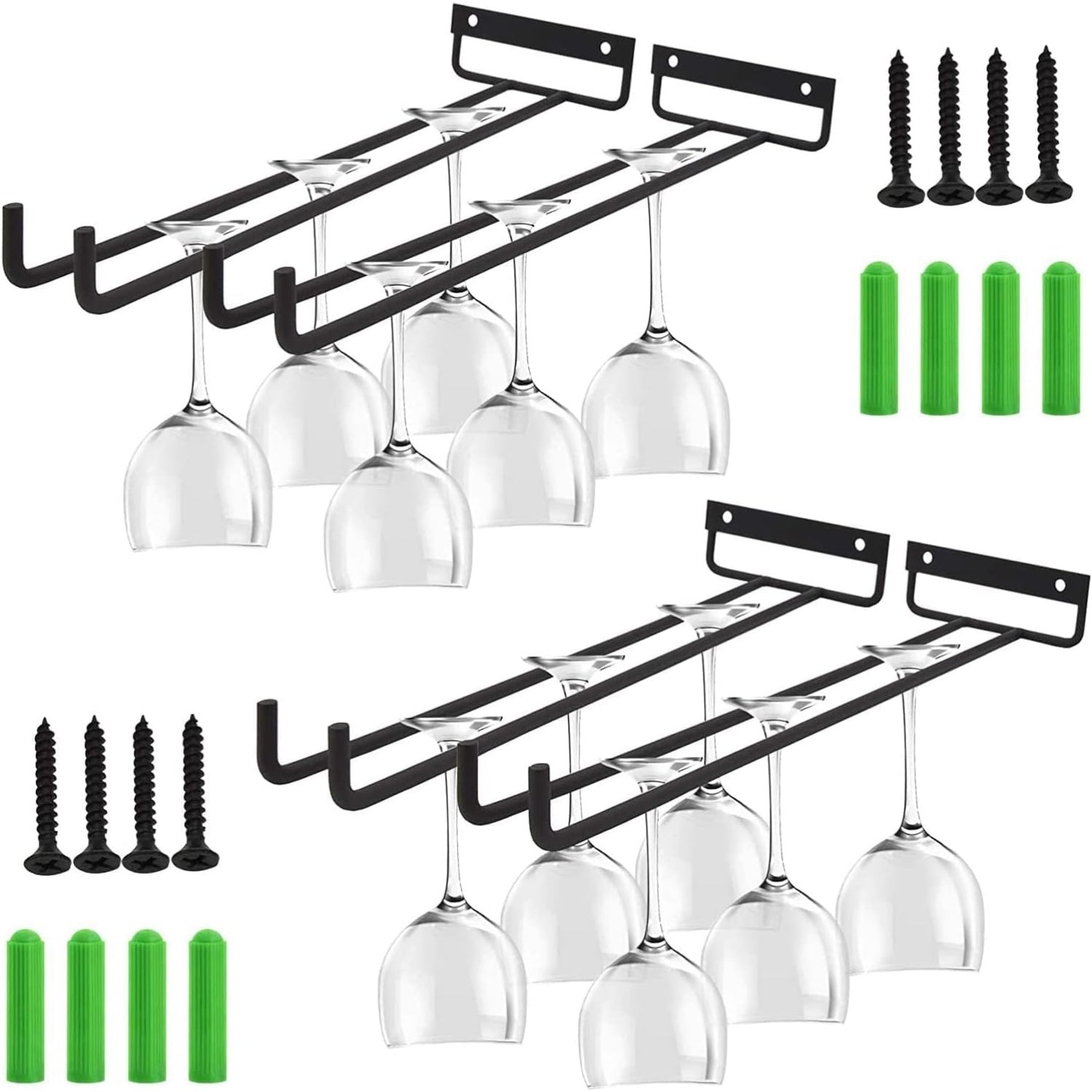 Weinglashalter 4er Bar Zubehör Unter Schrank Schwarz 30cm