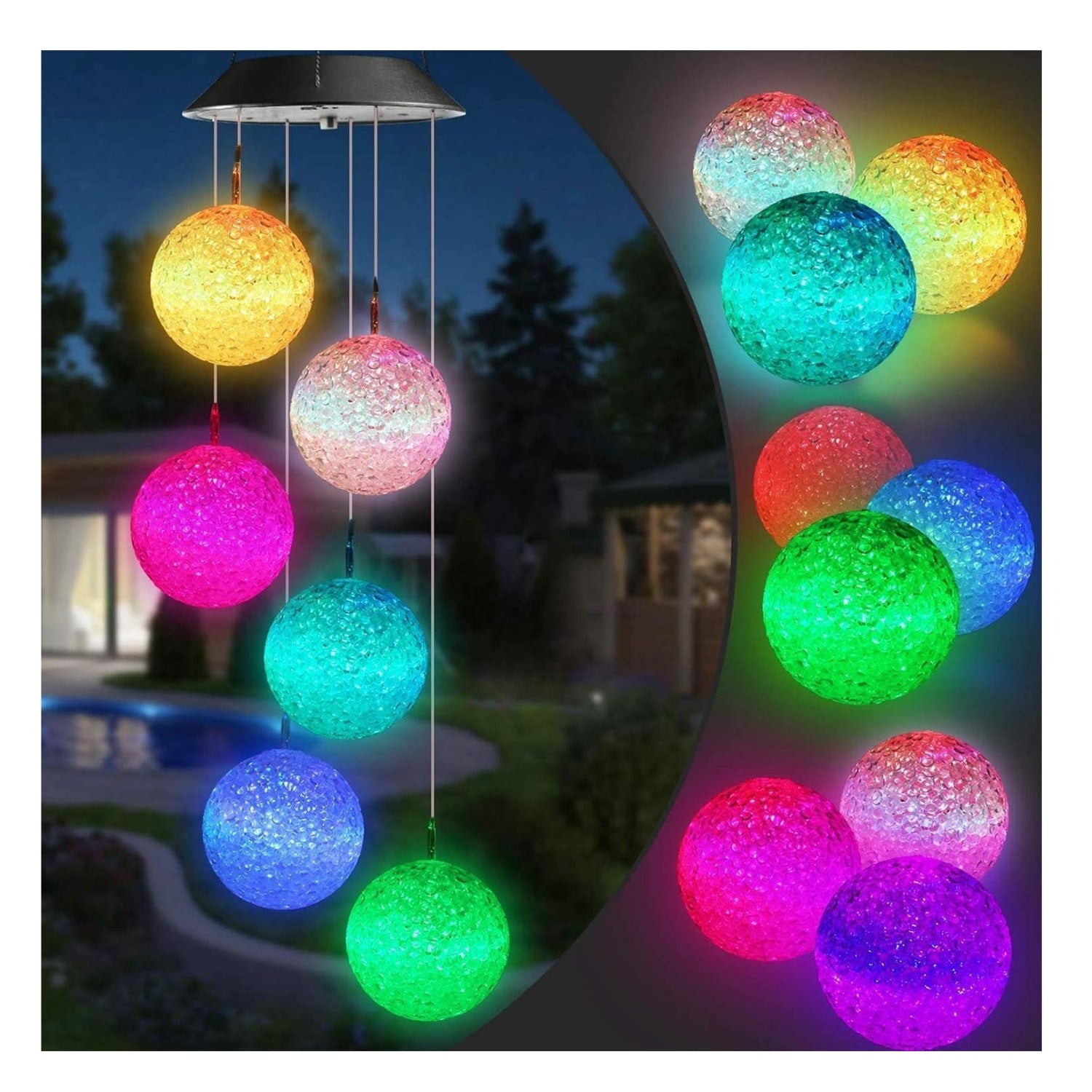 LED Kugel Solar Windspiel Farbwechsel Garten Baum Terrasse Hof Osterdeko