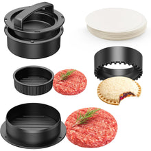4 in 1 Burgerpresse Hamburgerpresse Set mit Wachspapier