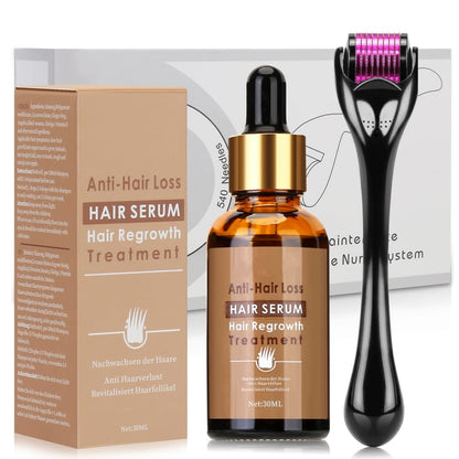 Haarwachstum Serum 30ML Dermaroller 0.5mm Bartroller Haaröl Anti-Haarausfall Set