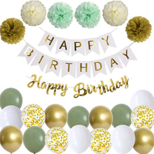 Geburtstagsdeko Happy Birthday Girlande Weiß Gold Party Deko