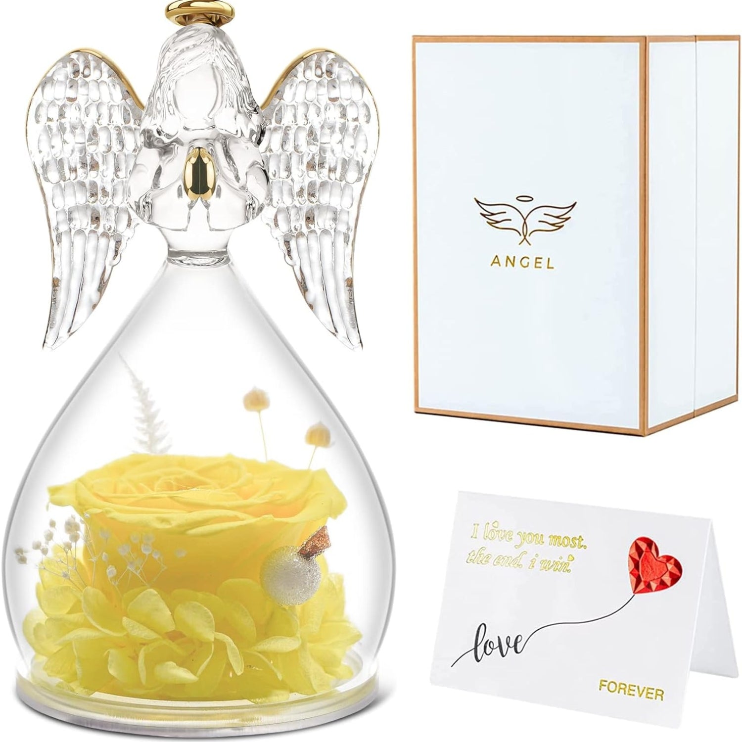 Valentinstag Geschenke für Sie Ewige Rose Gelb Engel Figur