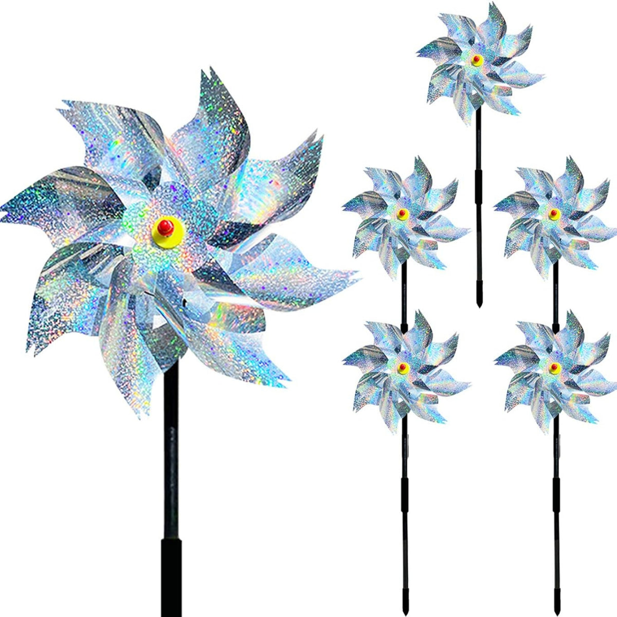 Reflektierende Windräder Vogelschreck Taubenabwehr 54cm Garten Hof 5 Stück