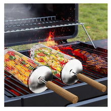 Grillkorb Set Holzgriff 2 Stk 28.5cm Grill Zubehör Drehspieß