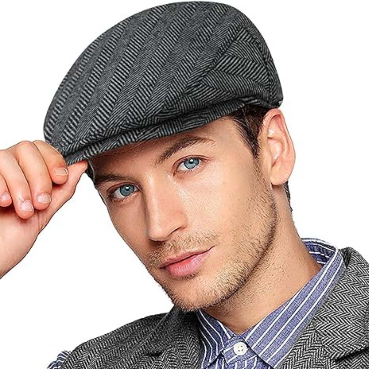 Schiebermütze Herren Sommer Grau Hut Flat Cap Verstellbar