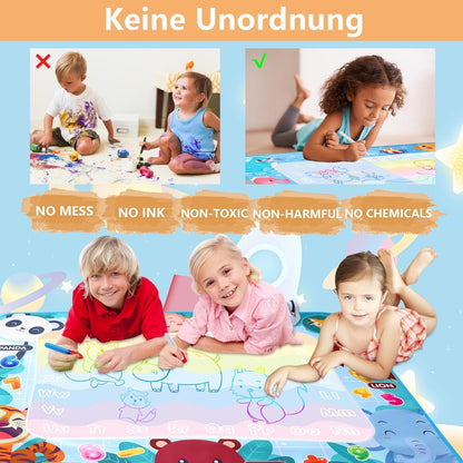 Wasser Doodle Matte XXL 120x90 Tiere Magic Malmatte mit Zubehör für Kinder