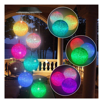 Buntes Solar Windspiel 6 LED Garten Wasserdicht