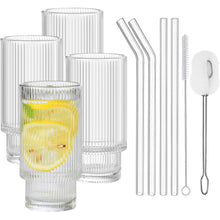 Vintage Cocktailgläser Set mit Glasstrohalme 325ml 4x Set