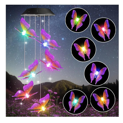 6 LED Lila Schmetterling Solar Windspiel Wasserdicht Deko