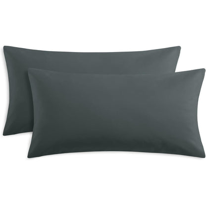 Kissenbezug 40x80 2er Set Grau Kopfkissenbezug Mikrofaser