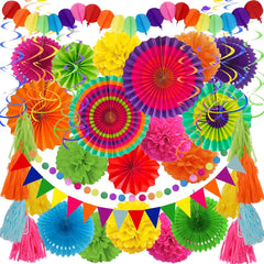 Mexikanische Party Deko 41 Stück Mehrfarbig Papier Girlande