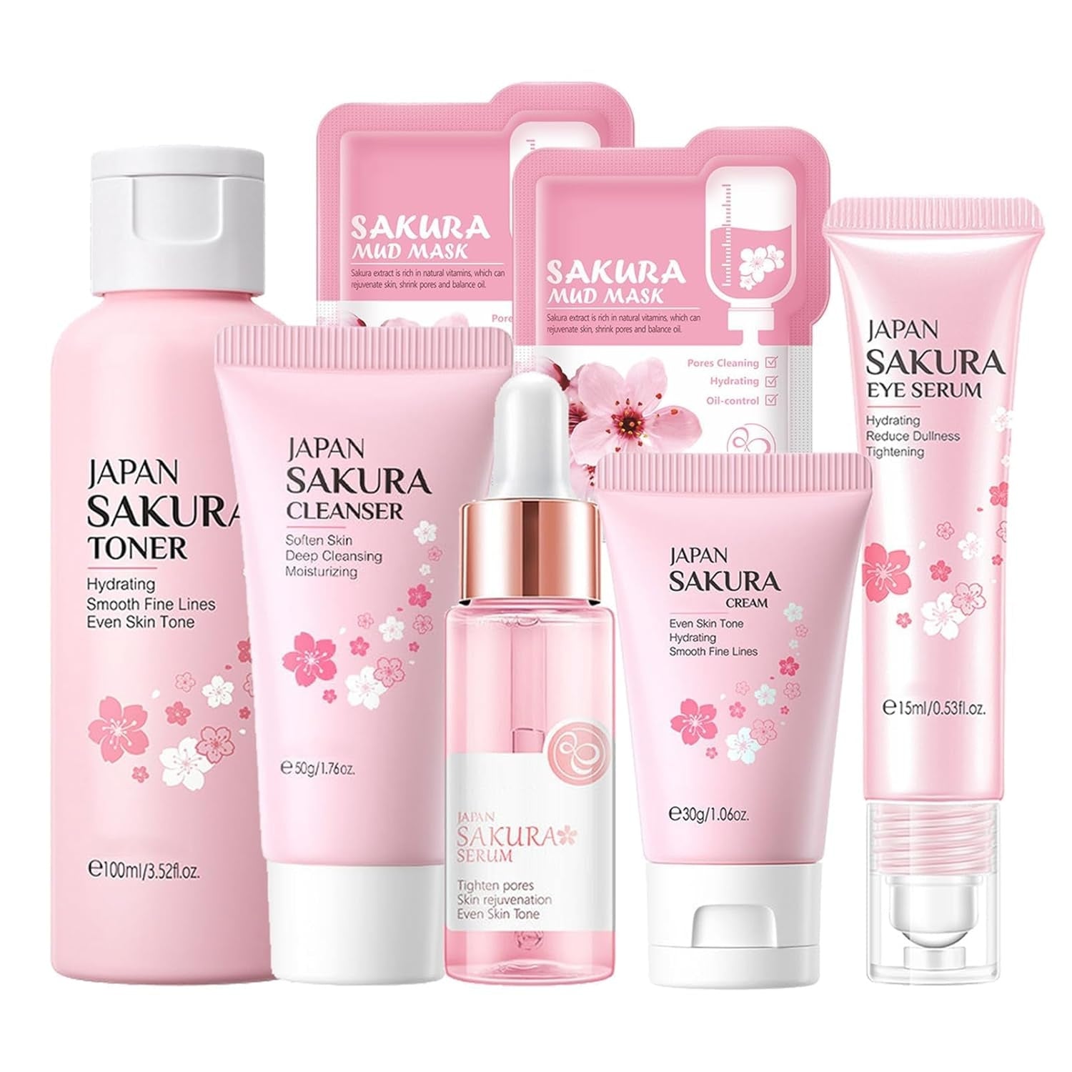 Geschenke Set Sakura 7-tlg Hautpflege für Teenager-Mädchen Frauen Anti Aging