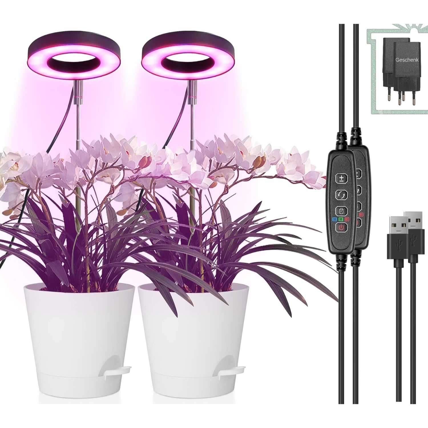 LED Grow Lampe Pflanzenlampe LED Vollspektrum 2er Set