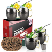 Moscow Mule Becher Kupfer Schwarz 4 Gläser Strohhalme Geburtstagsgeschenke