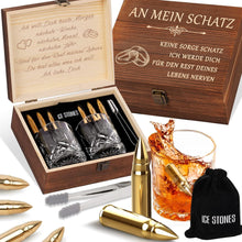 Whiskey Geschenkset für Männer in garvierter Holzbox mit Ich liebe Dich Gravur