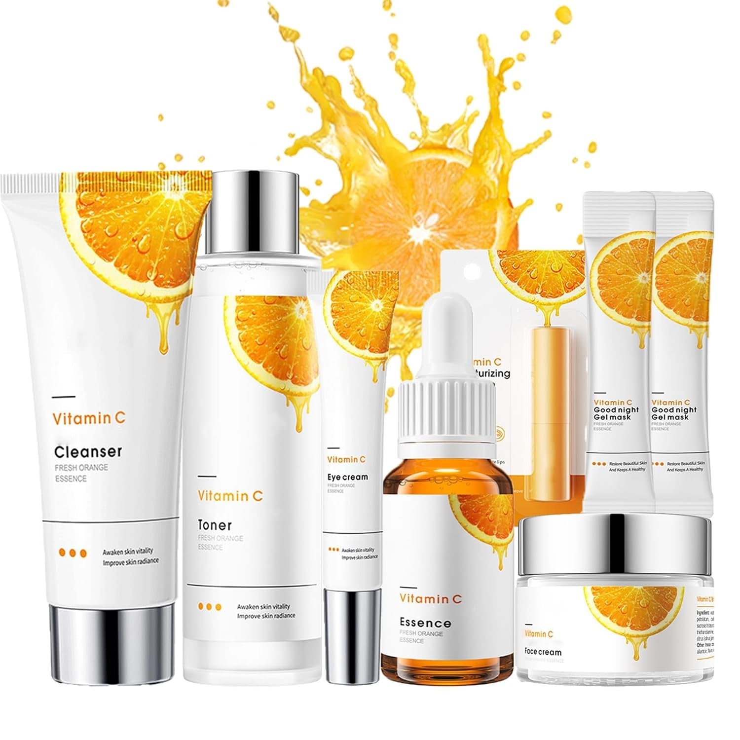 Geschenkset für Frauen Vitamin C Hautpflege Anti-Aging Feuchtigkeit 8-tlg