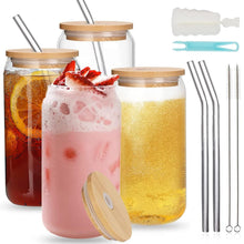 XL Cocktailgläser mit Deckel und Glasstrohalme 550ml 4x Set