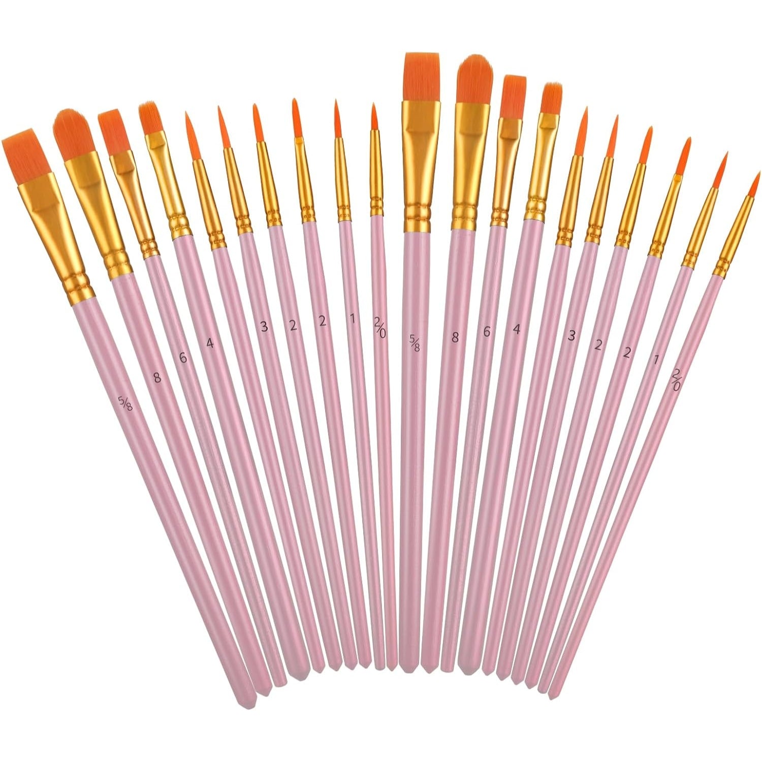 Acryl Pinsel Set 20 Stück 10 Verschiedene Größen Aquarell Stifte Modellbau Rosa