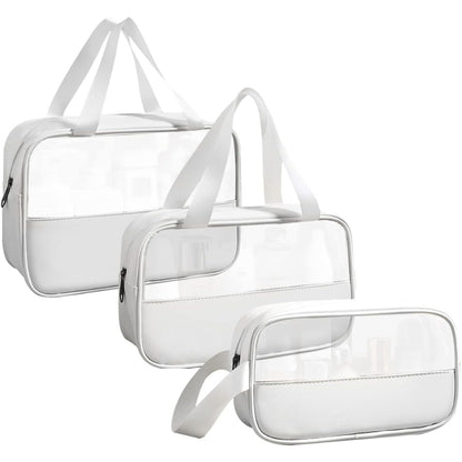 Wasserdicht PVC Kosmetiktasche Transparent 3 Stück Weiß Leicht Make-up Beutel