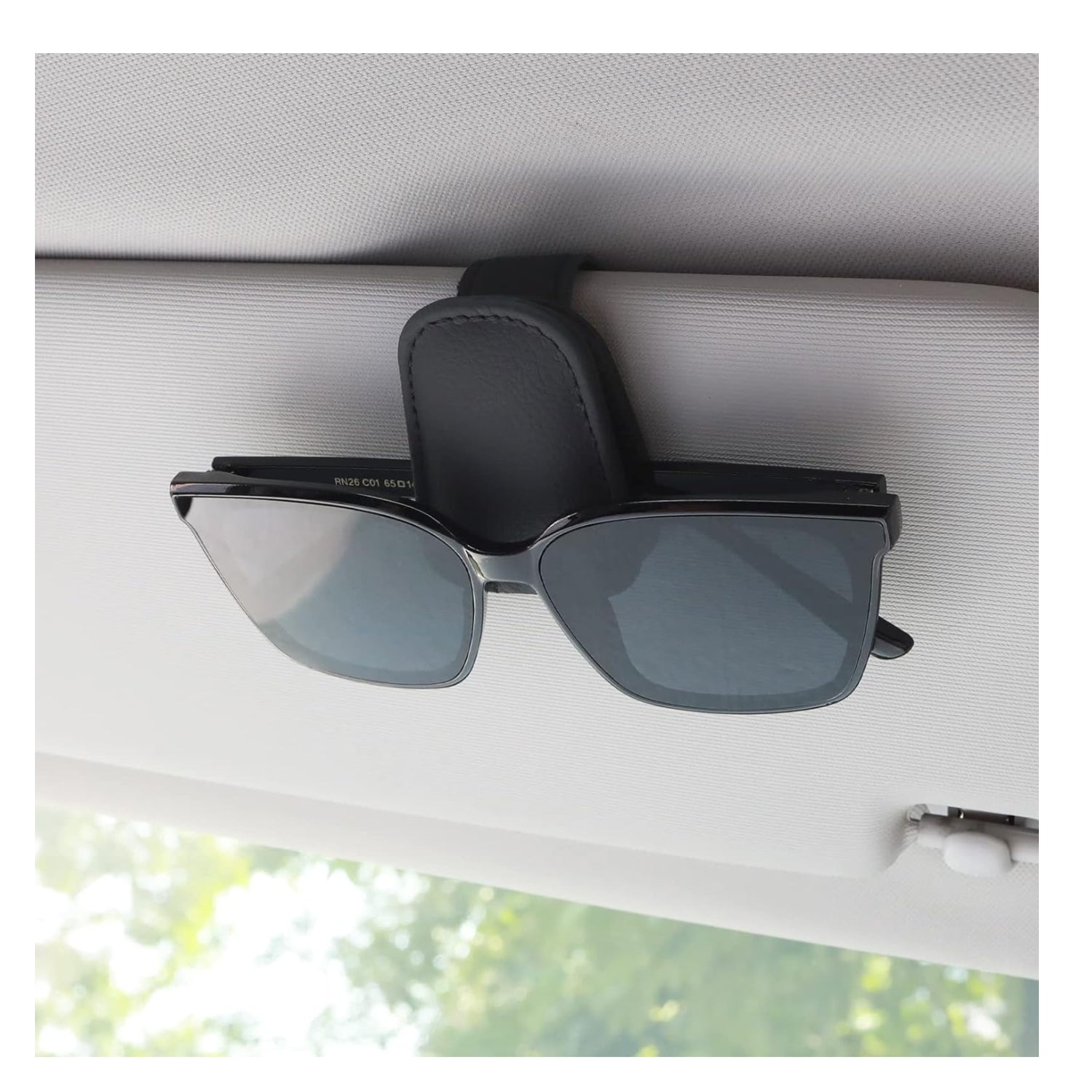 Auto Zubehör Magnetische Sonnenbrillenhalterung für Sonnenblende Leder Schwarz
