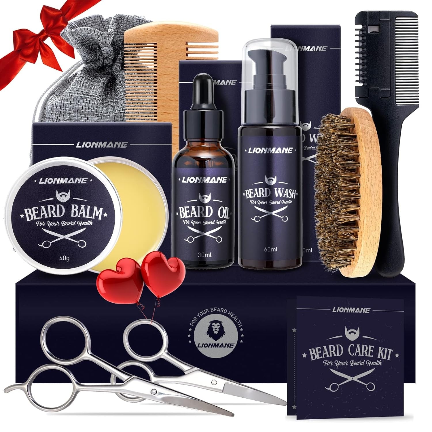Männer Bartpflege Komplettset Löwenmähne 60ML Shampoo 30ML Bartöl und Bartbalm