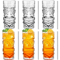 Tiki Longdrinkgläser 6er Set 400ml Lustige Cocktailgläser