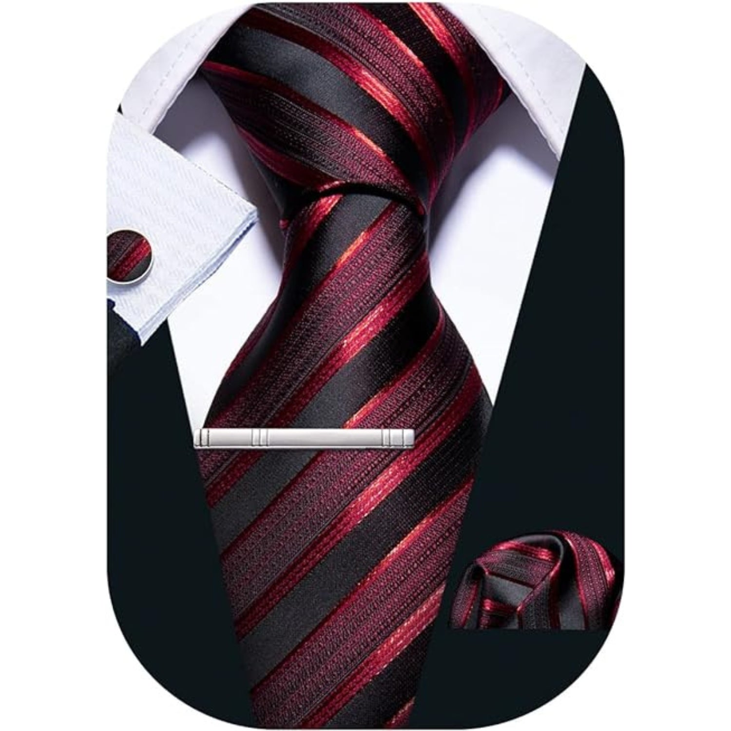 Seide Krawattenset Schwarz Rot geschenke für männer