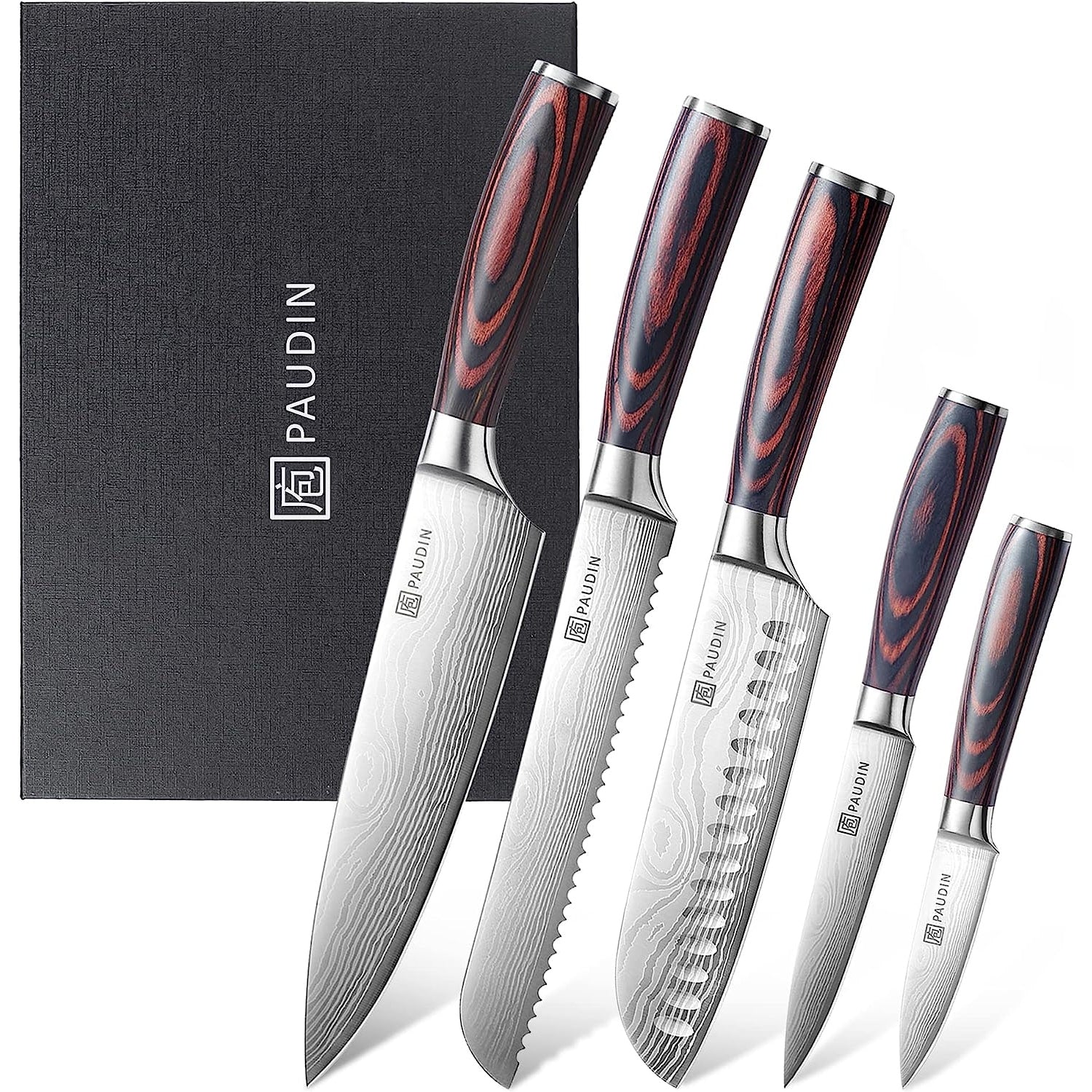 Premium Messerset Küchenmesser Set 5 tlg Carbon Edelstahl
