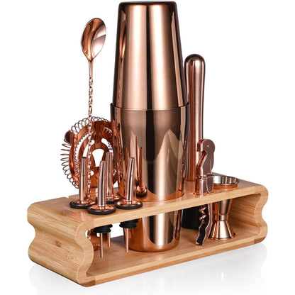 12tlg Barkeeper Kit 550ML/750ML Edelstahl Cocktail Shaker Set Rosegold