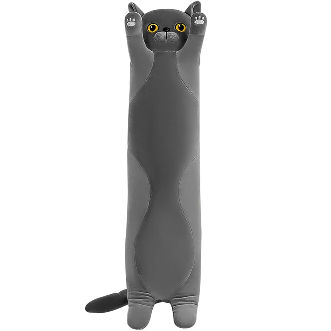 Katzenkissen Plüschtier 90cm Weiches Spielzeug Kinderfreundlich Grau