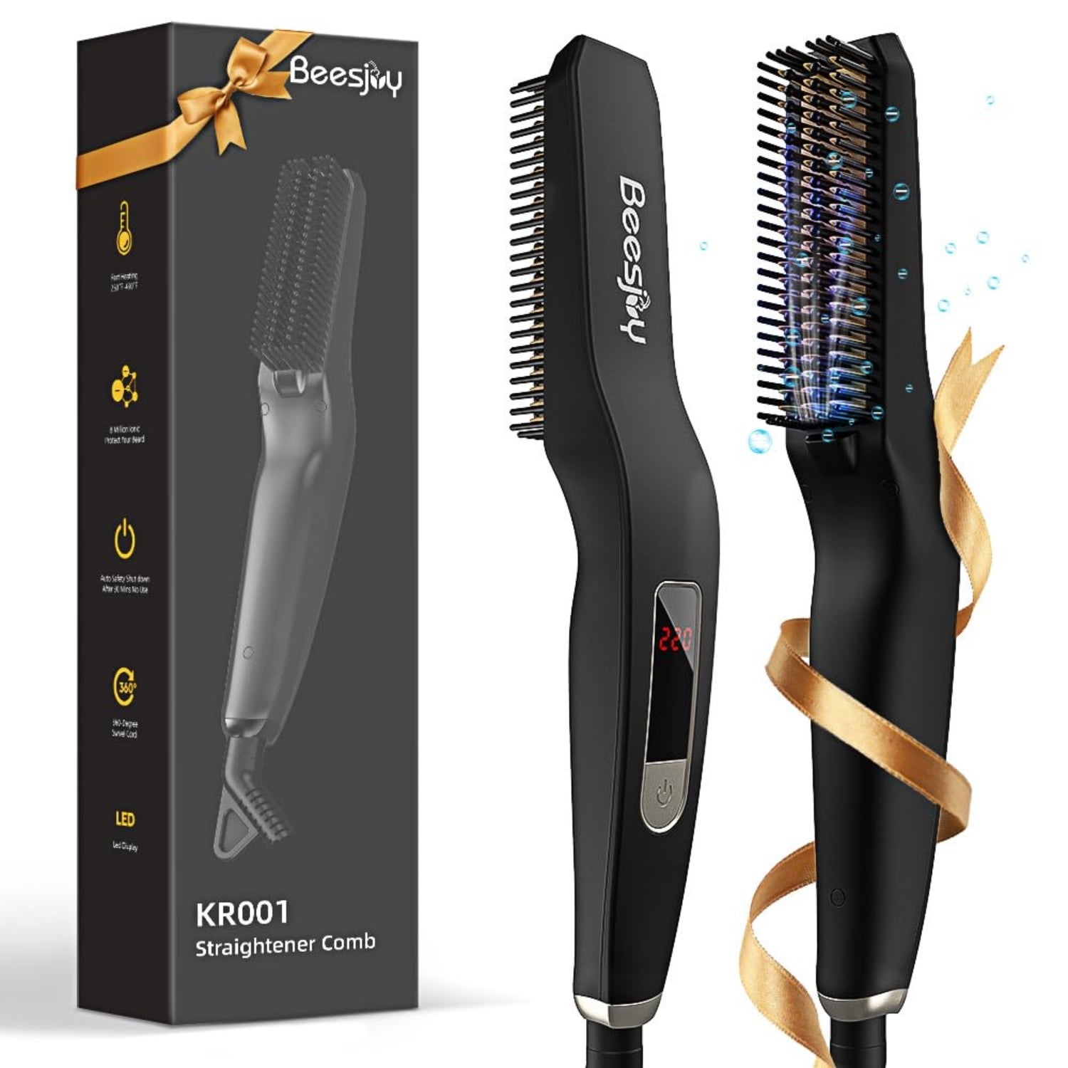 Männer Bartglätter Kamm Schnelle Aufheizung 6 Temp LED Anzeige Geschenk