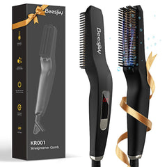 Männer Bartglätter Kamm Schnelle Aufheizung 6 Temp LED Anzeige Geschenk