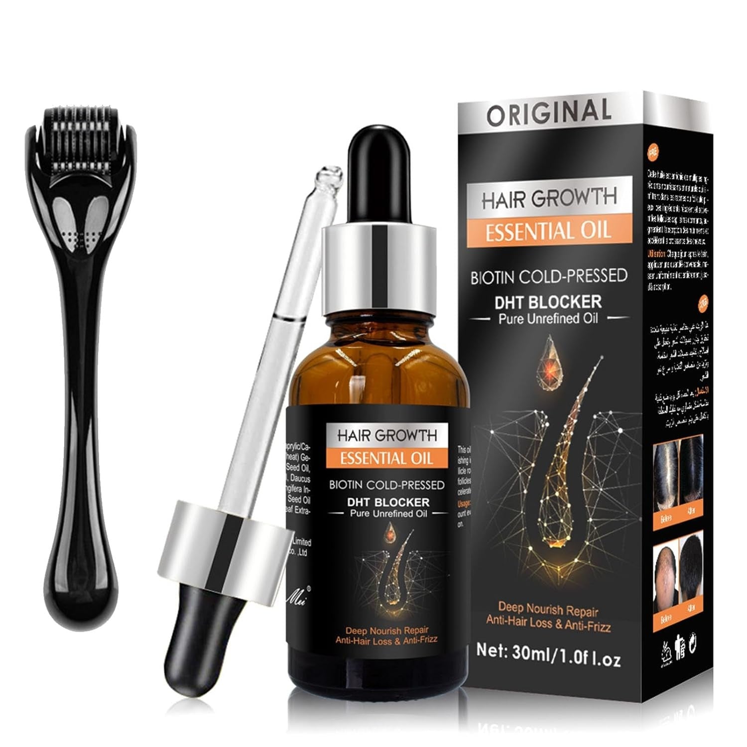 Dermaroller und Haarwachstum Serum Set Bartroller Haarwachstum beschleunigen