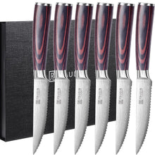 Steakmesser Set 6 teiliges Messer Set Klinge Holzgriff