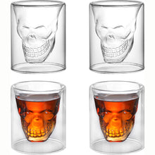 4x Schädel Shotgläser Totenkopf Design Tequila Whiskey Glas Party Bar Deko 20ml