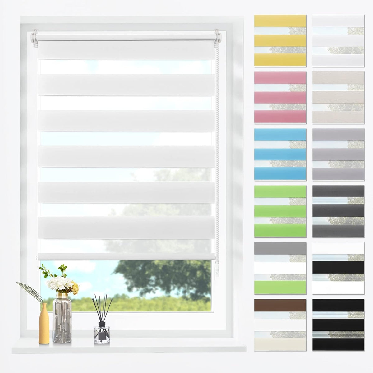 Doppelrollo Klemmfix Rollos für Fenster ohne Bohren 80x130cm