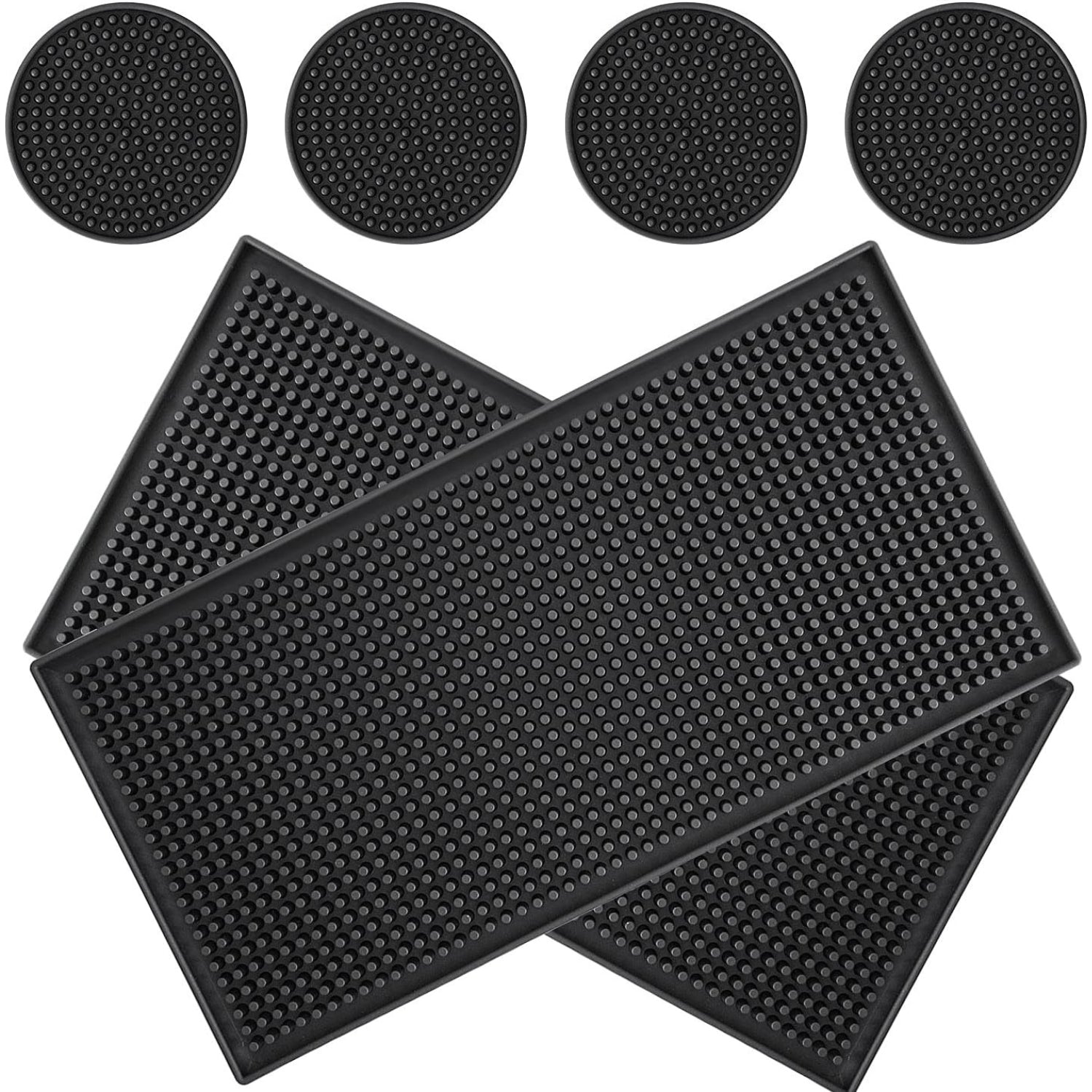 2er Barmatte Set Silikon 30x15cm Schwarz Anti Rutsch