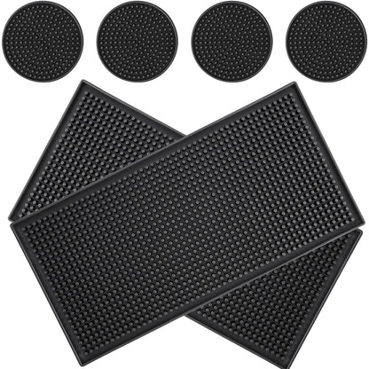 2er Barmatte Set Silikon 30x15cm Schwarz Anti Rutsch