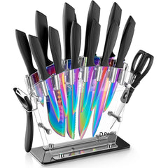 Messerblock 16 TLG Messer Set Regenbogen Titanbeschichtung