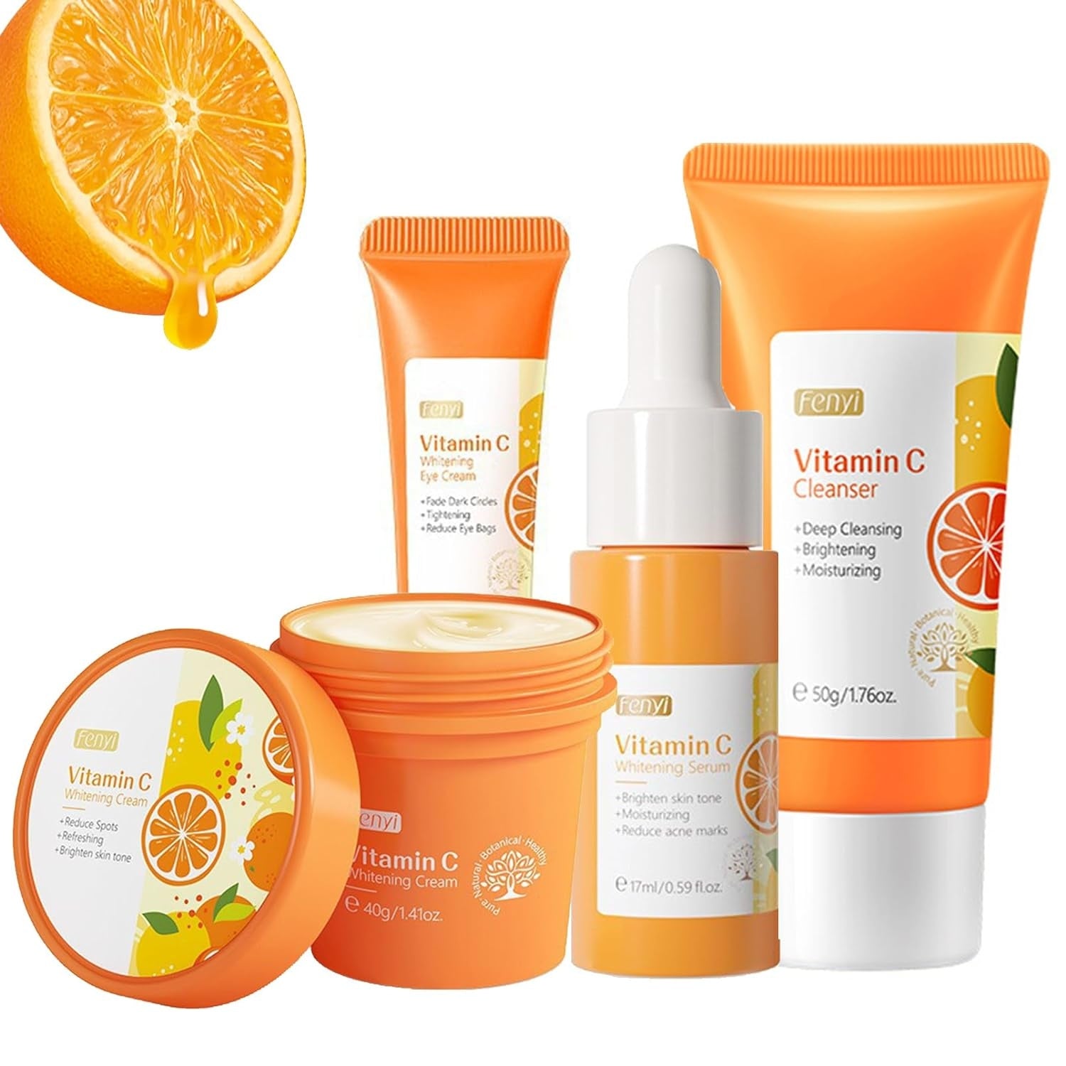 Gesichtspflege Set Vitamin C 4tlg Serum Creme Anti Aging Aufhellung Feuchtigkeit