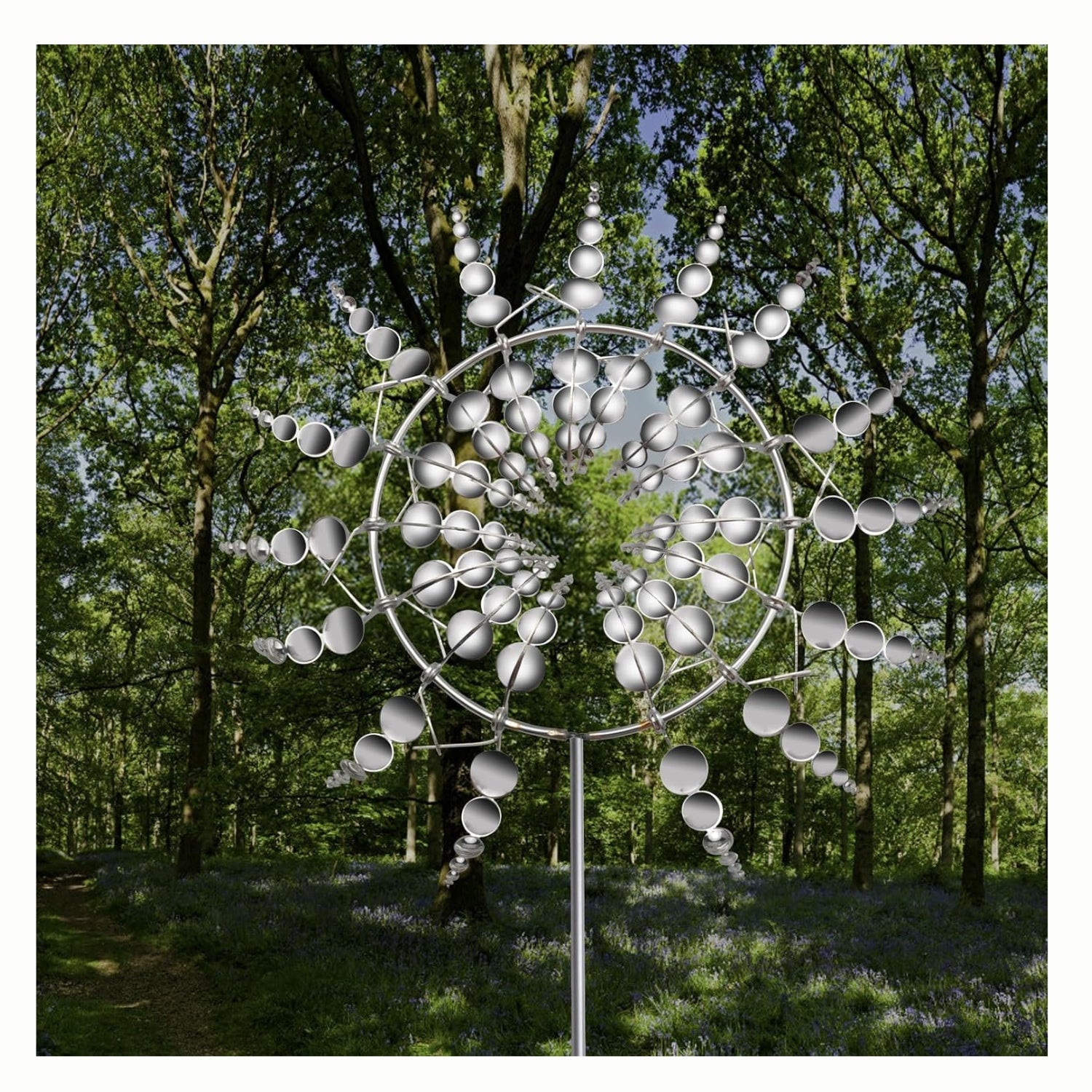 3D Sonnen Windspiel Metall Gartenwindmühle Doppel Spinner Wetterfest 80cm