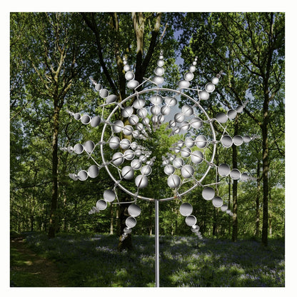 3D Sonnen Windspiel Metall Gartenwindmühle Doppel Spinner Wetterfest 80cm