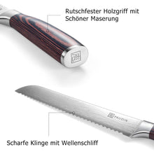 Brotmesser Profi 20 cm Edelstahl Küchenmesser Holz Griff