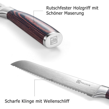Brotmesser Profi 20 cm Edelstahl Küchenmesser Holz Griff