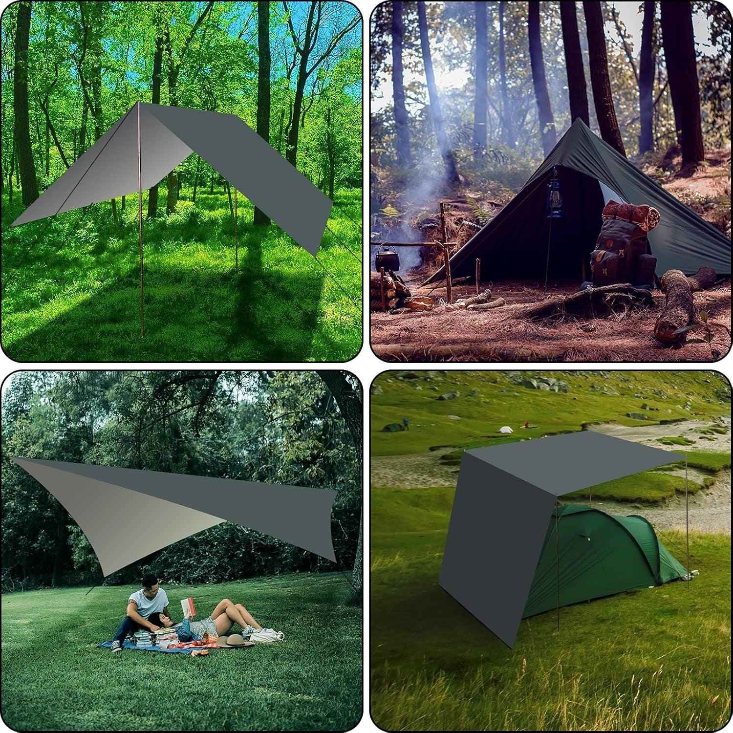Tarp 3x3 Wasserdicht Grau Sonnensegel Wasserdicht UV 50+